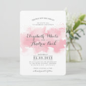 WEDING INVITE stilvolle schicke Aquarellfarbe Rosa Einladung (Stehend Vorderseite)