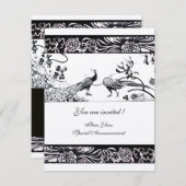 WEDING LOVE BIRDS,Black Champagne Metallic Papier Einladung (Vorne/Hinten)