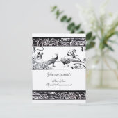 WEDING LOVE BIRDS,Black Champagne Metallic Papier Einladung (Stehend Vorderseite)