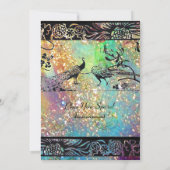 WEDING LOVE BIRDS MONOGRAM schwarz-grün blaues Gol Ankündigung (Rückseite)