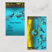 WEDING LOVE VÖGEL Gold Aqua Blue Gem Monogram Visitenkarte (Vorne/Hinten)