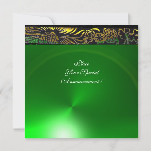 WEDING LOVE VÖGEL, schwarz-gelb-grün Smaragd Einladung (Rückseite)