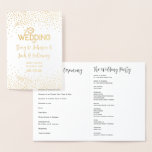 WEDING-PROGRAMM Gold Confetti Typografie Folienkarte<br><div class="desc">WEDDING PROGRAM Typografie Gold Foil Confetti Wedding Order of Service</div>