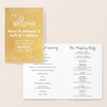 WEDING-PROGRAMM Gold Confetti Typografie Folienkarte<br><div class="desc">WEDDING PROGRAM Typografie Gold Foil Confetti Wedding Order of Service</div>