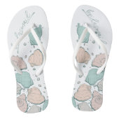 WEDING SHOES | Modern Seashells Coral Aquamarin Badesandalen (Fußbett)