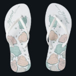 WEDING SHOES | Modern Seashells Coral Aquamarin Badesandalen<br><div class="desc">Funky Korallen und aquamarines Muscheldesign. Handgeschriebene Kalligraphie,  die Bräutigam sagt - perfekt für den Bräutigam am Strand für seine Hochzeit am Strand. Design erstellt für TheBarefootBride™ durch © WhimsicalArtwork™. Das ist Teil einer Sammlung von Hochzeitsartikeln mit passendem Hochzeitszubehör,  Babydusche und anderen Veranstaltungsartikeln. Kontaktieren Sie uns,  wenn Sie Hilfe benötigen.</div>
