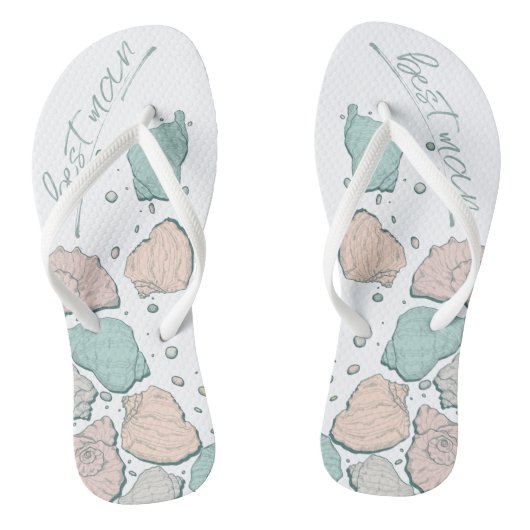 WEDING SHOES | Modern Seashells Coral aquamarin Badesandalen (Fußbett)