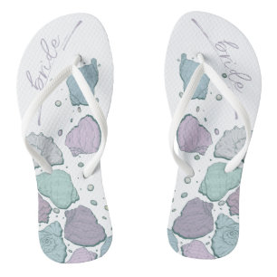 WEDING SHOES Modern Seashells Dusty Blue Lilac Badesandalen