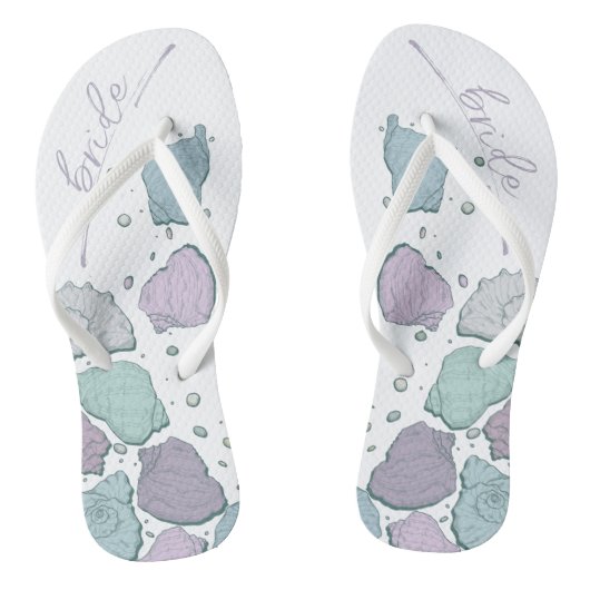 WEDING SHOES | Modern Seashells Dusty Blue Lilac Badesandalen (Fußbett)