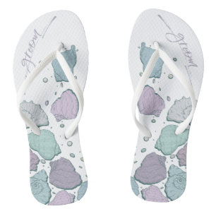 WEDING SHOES   Modern Seashells Dusty Blue Lilac Badesandalen