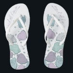 WEDING SHOES | Modern Seashells Lilac Dusty Blue Badesandalen<br><div class="desc">Niedliches dusty blue und plum lilac seashell design. Handgeschriebene Kalligraphie, die Trauzeugin sagt - perfekt für die Trauzeugin, am Strand zu tragen, für die Hochzeitszeremonie ihrer Bestie. Design erstellt für TheBarefootBride™ durch © WhimsicalArtwork™. Das ist Teil einer Sammlung von Hochzeitsartikeln mit passendem Hochzeitszubehör, Babydusche und anderen Veranstaltungsartikeln. Kontaktieren Sie uns,...</div>