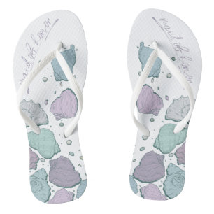 WEDING SHOES Modern Seashells Lilac Dusty Blue Badesandalen