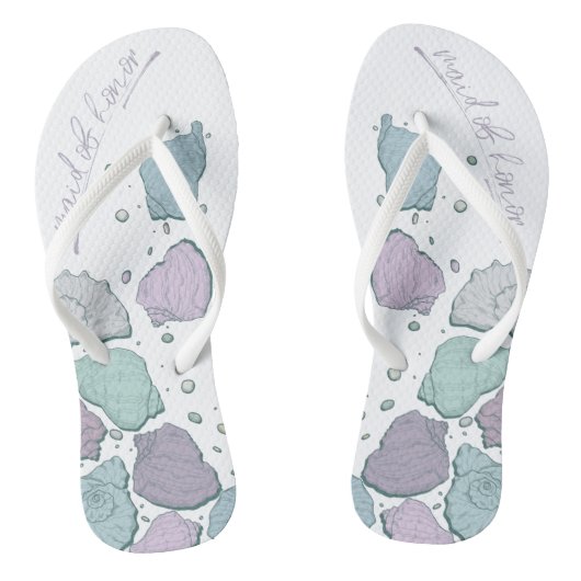 WEDING SHOES | Modern Seashells Lilac Dusty Blue Badesandalen (Fußbett)