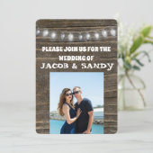 WEDING-STRING-LIGHTS RUSTISCHES FOTO EINLADUNG (Stehend Vorderseite)