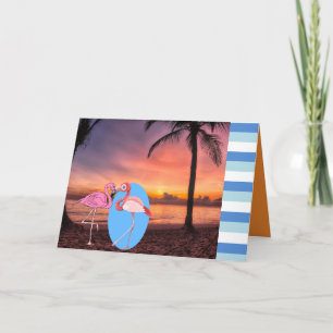 Wedite Invite Beach Flamingo Palm Romantic Einladung