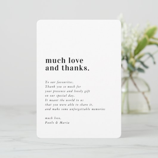 WEDKS DANKS Foto einfache Serifen moderne Nachrich Einladung (Stehend Vorderseite)