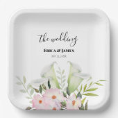 Wedle Gentle White Calla Lily Rose Danke Sq Pappteller (Vorderseite)