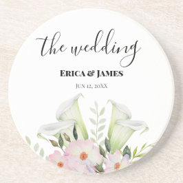 Wedle Gentle White Calla Lily Rose Watercolor S Getränkeuntersetzer