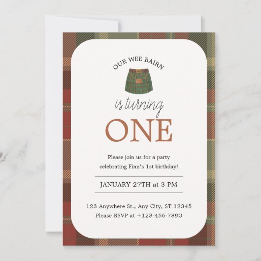 Wee Bairn Birthday Einladung (Vorderseite)