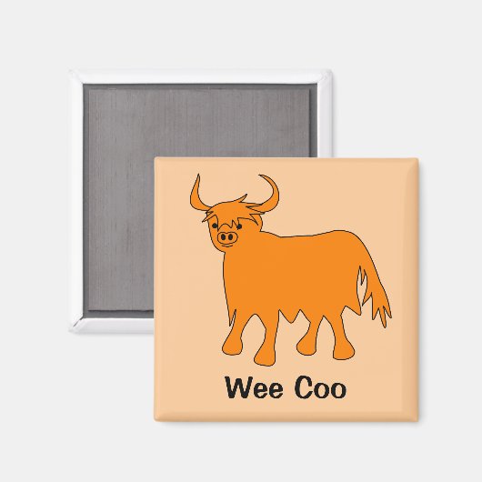 "Wee Coo" Scottish Highland Cow Kühlschrankmagnet (Vorderseite/Rückseite)