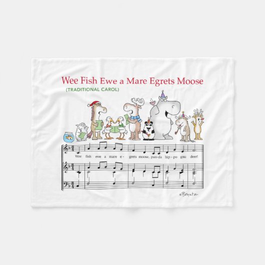 WEE FISH EWA MARE EGRETS MOOSE Sandra Boynton Fleecedecke (Vorderseite (Horizontal))