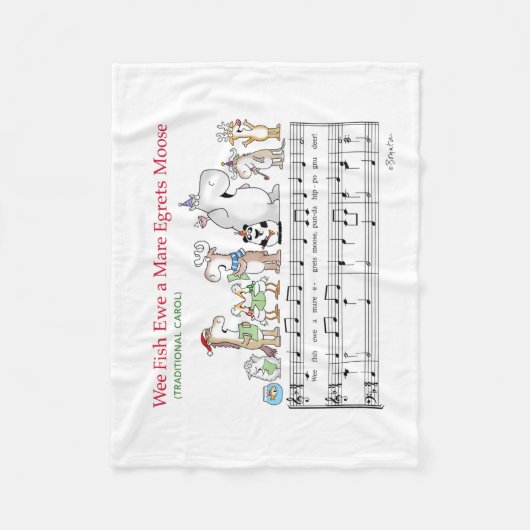 WEE FISH EWA MARE EGRETS MOOSE Sandra Boynton Fleecedecke (Vorderseite)