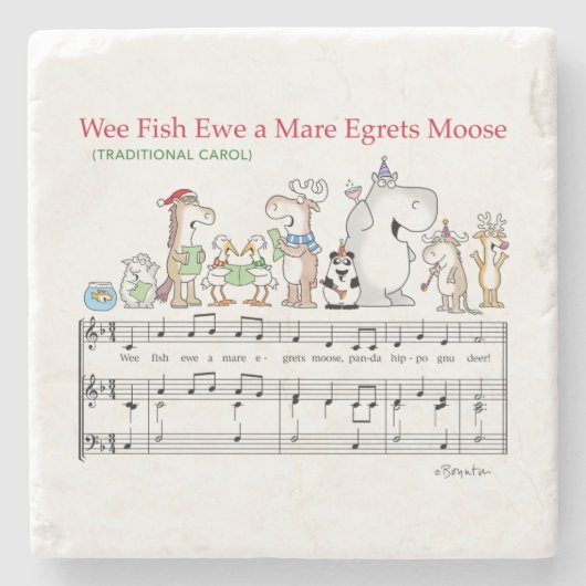 WEE FISH EWA MARE EGRETS MOOSE Sandra Boynton Steinuntersetzer (Vorderseite)