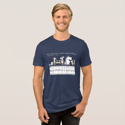 WEE FISH EWA MARE EGRETS MOOSE Sandra Boynton T- Tri-Blend Shirt (Vorderseite voll)