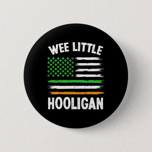 Wee Little Hooligan Fun St Patrick's Day Kleeblatt Button (Vorderseite)