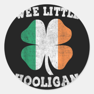 Wee Little Hooligan Funny St Patricks Day Teen Boy Runder Aufkleber