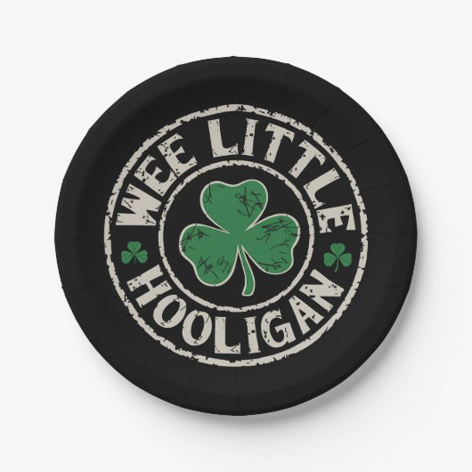 Wee Little Hooligan Kleeblatt St Patrick's Day Pappteller (Vorderseite)