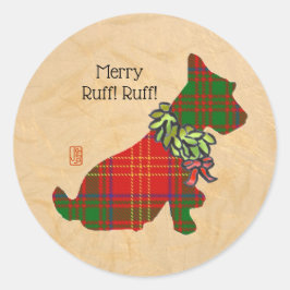 Wee Scottie Christmas Round Sticker