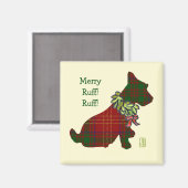 Wee Scottie Dog Merry Ruff! Ruff! Urlaub Magnet (Vorderseite/Rückseite)