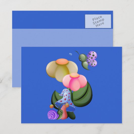 Wee View Snail & Butterfly Postkarte (Vorne/Hinten)