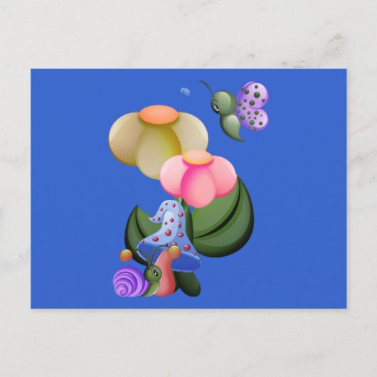 Wee View Snail & Butterfly Postkarte (Vorderseite)