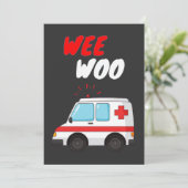 Wee Woo Ambulance AMR Funny EMS EMT Paramedic Gesc Einladung (Stehend Vorderseite)