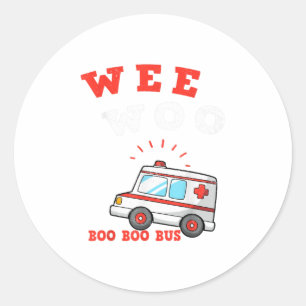 Wee Woo Boo Boo Bus Ambulance Funny EMS EMT Runder Aufkleber