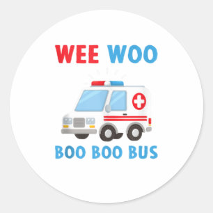 Wee Woo Boo Bus Ambulance EMS EMT Parame Runder Aufkleber