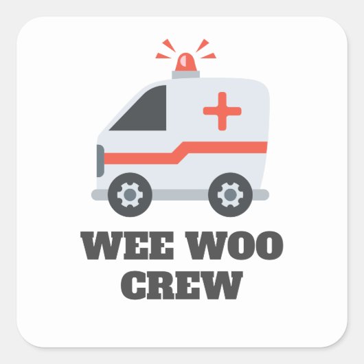 Wee Woo Crew, 911 Ambulance Square Sticker (Vorderseite)