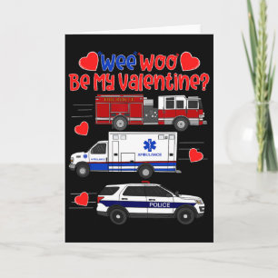 Wee Woo Sei Mein Valentine-Feuerwehrauto Krankenwa Karte