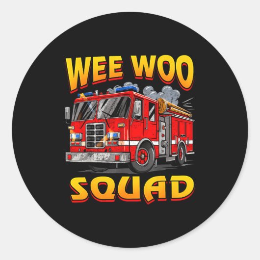 Wee Woo Squad Firefighter Truck Lover Fireman Crew Runder Aufkleber (Vorderseite)