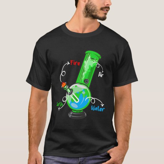Weed Bong Elets Fire Water Air Thc Rauchen Anatomi T-Shirt (Vorderseite)