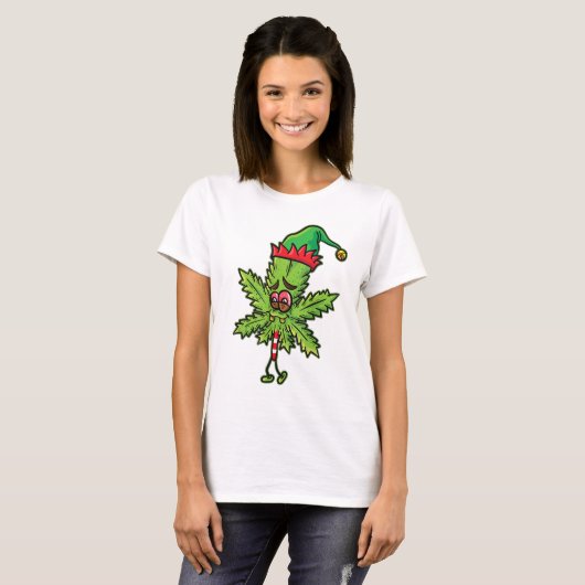 Weed Christmas Elf T - Shirt (Vorne ganz)