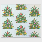 Weed Christmas Tree on Vape Cloud Background Geschenkpapier (Flach)