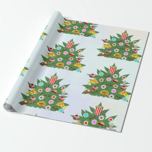 Weed Christmas Tree on Vape Cloud Background Geschenkpapier