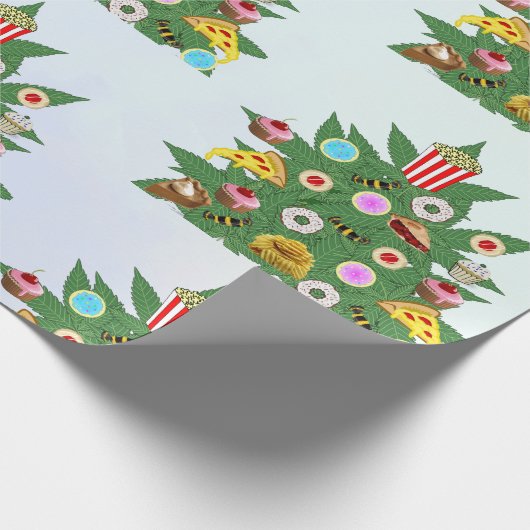 Weed Christmas Tree on Vape Cloud Background Geschenkpapier (Ecke)
