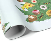 Weed Christmas Tree on Vape Cloud Background Geschenkpapier (Rolleneckpunkt)