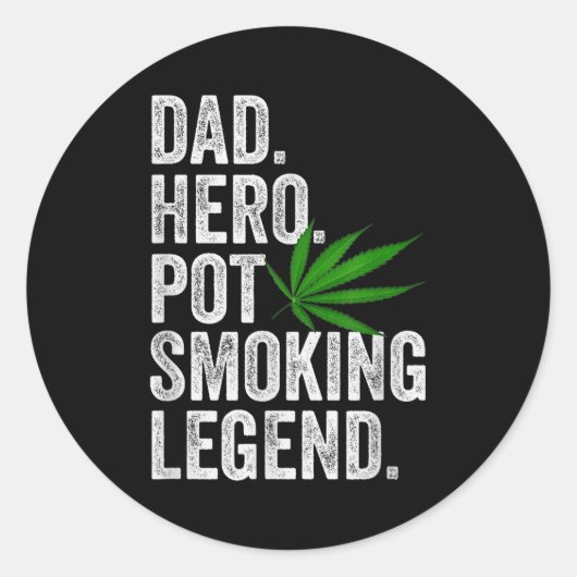 Weed Dad Shirt Funny Stoner Christmas T Smoker Hum Runder Aufkleber (Vorderseite)