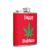 Weed Leaf Christmas Happy Holidaze Flachmann (Rechts)