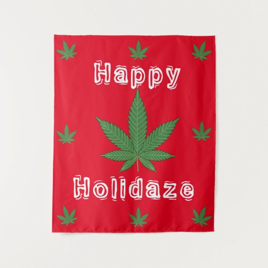 Weed Leaf Christmas Happy Holidaze Wandteppich (Vorderseite)